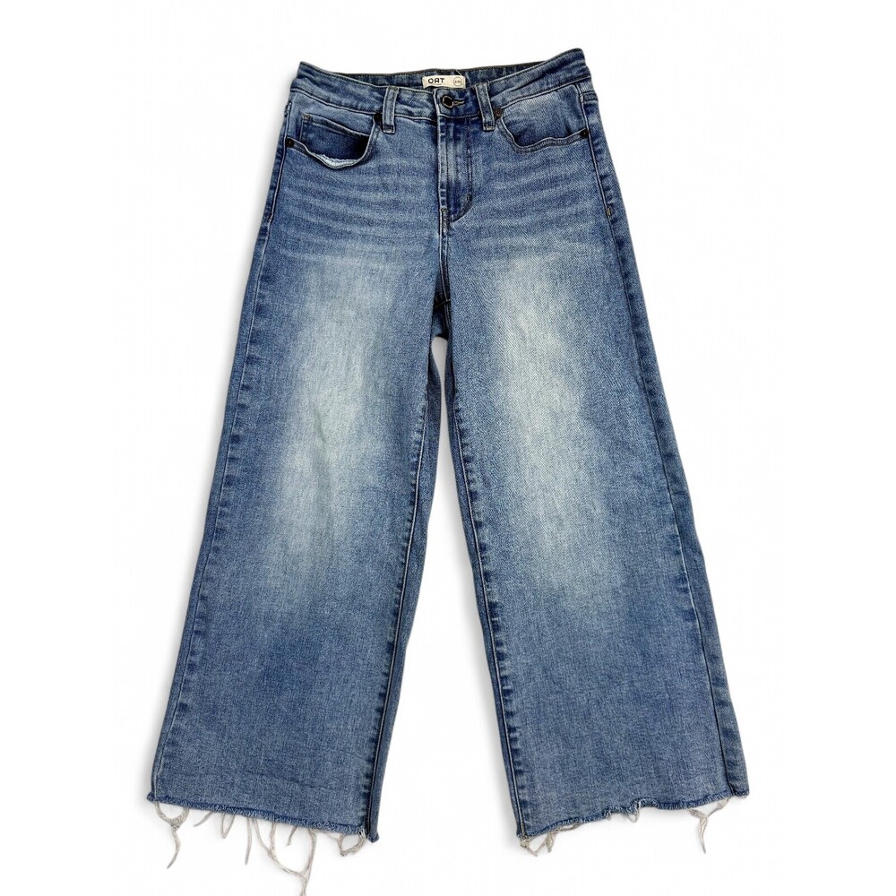 Oat Wide Leg Jeans Size 2 Light Wash Raw Hem